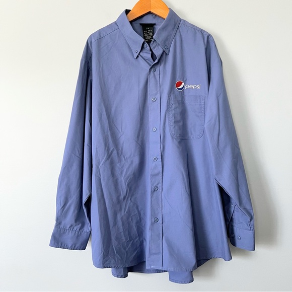 Pepsi Blue Button Down Uniform Dress Shirt Long Sleeves XL - Picture 1 of 9